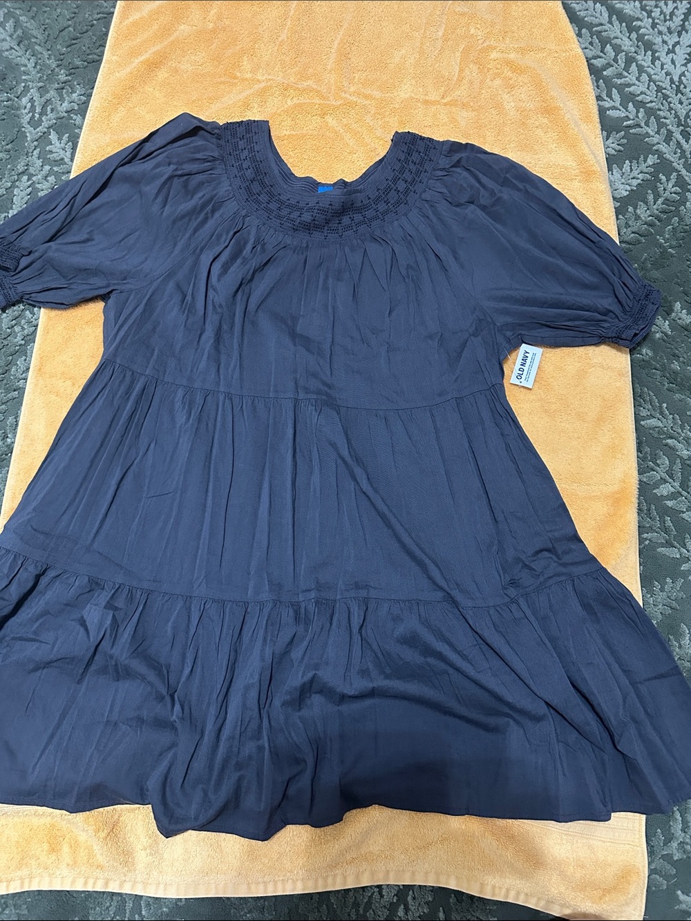 Old Navy Navy Blue Peasant Tiered Dress